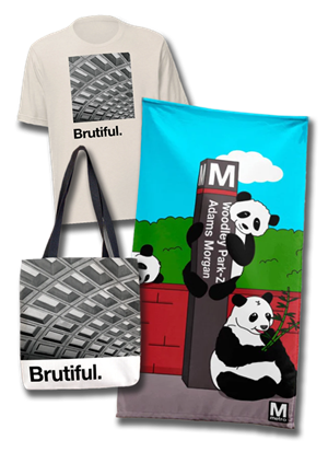 Tote bag, T-shirt and poster sold by Washington Metro