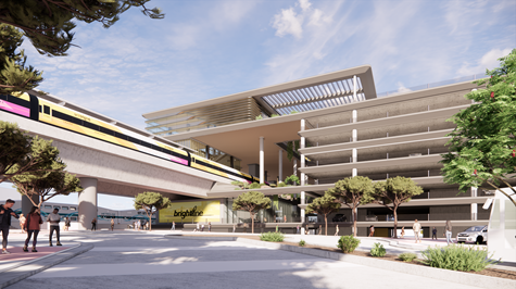 Rendering of Brightline's Rancho Cucamonga Station